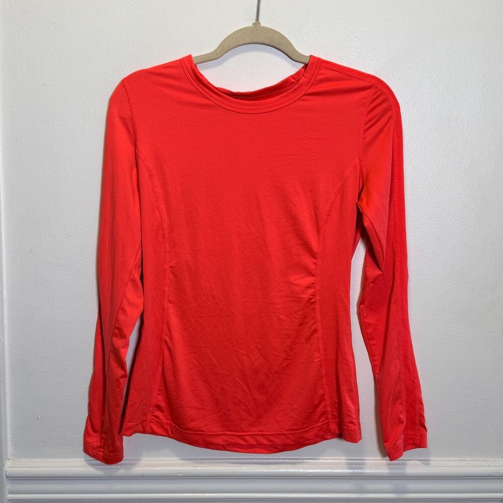 Danskin Now Women's S Orange Dri-More Long Sleeve Running Workout Top Fitted